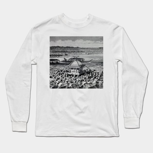 Japanese maritime procession in praise of their protector God Long Sleeve T-Shirt by Marccelus